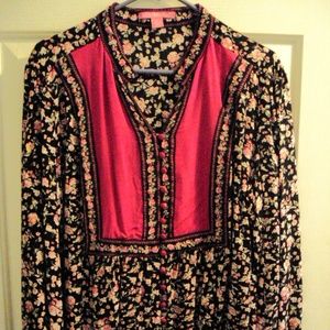 Woman Within Floral beautifully detailed blouse L